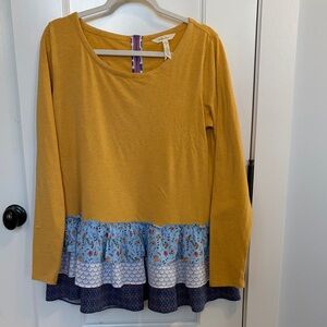 Matilda Jane women’s Take the Wheel Ruffled Top.  size L